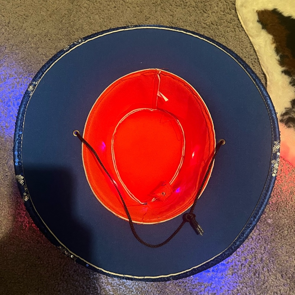 Blue and Red Sequin Cowboy Hat
